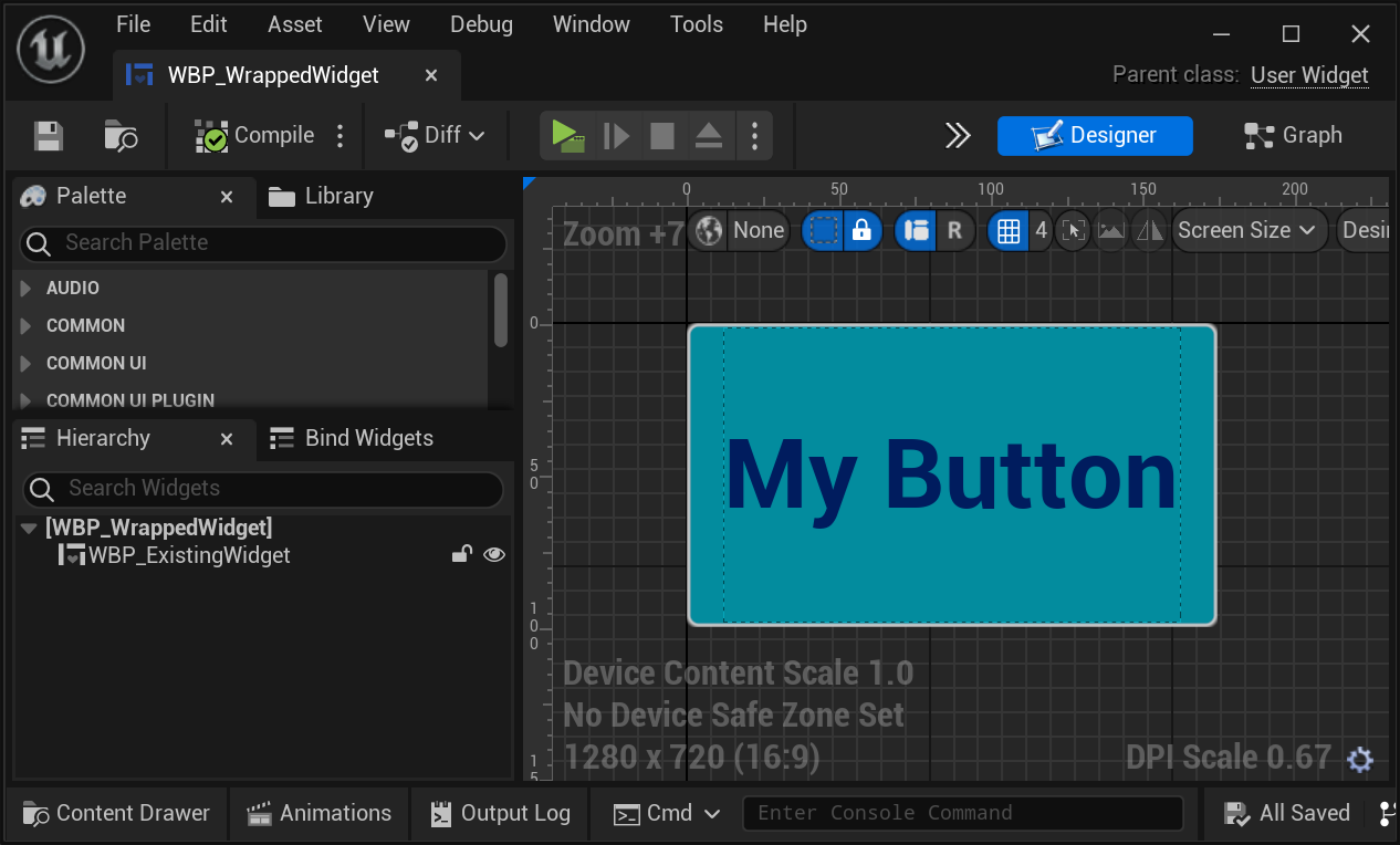 Widget Blueprint of wrapped widget