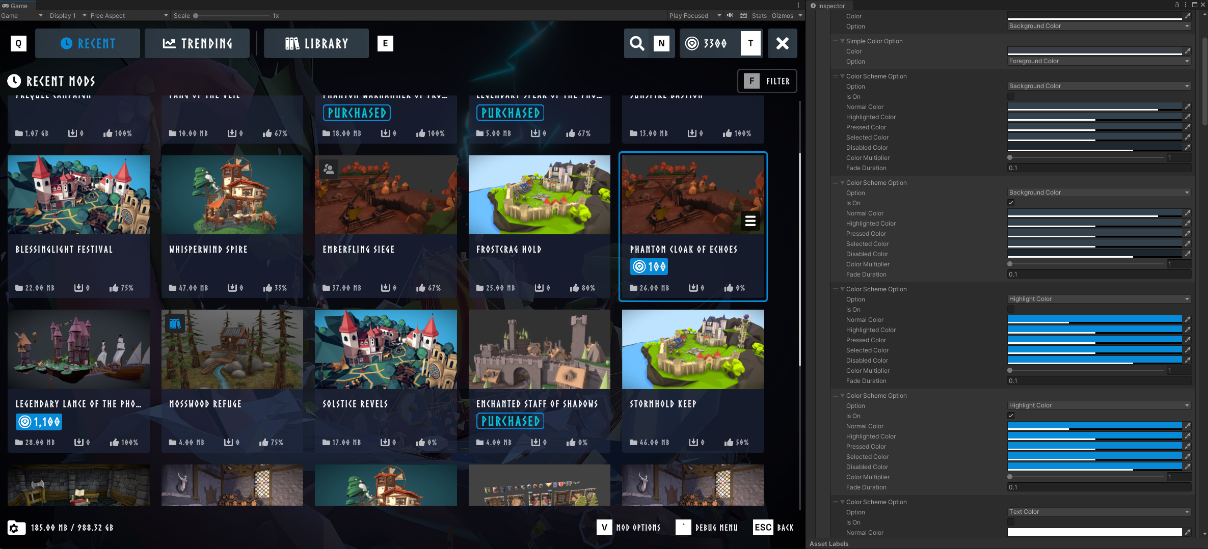 Template UI being customized live in editor