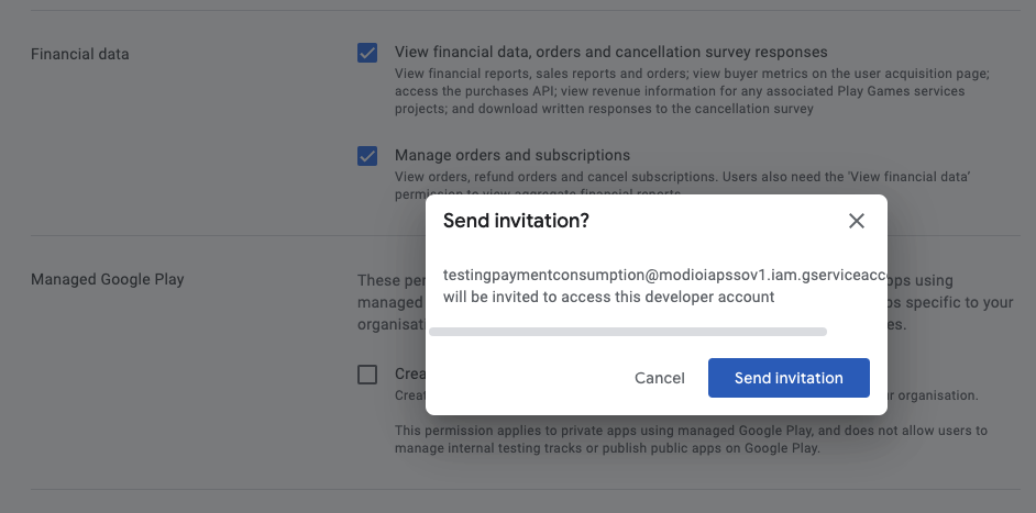Grant service account access to financial data