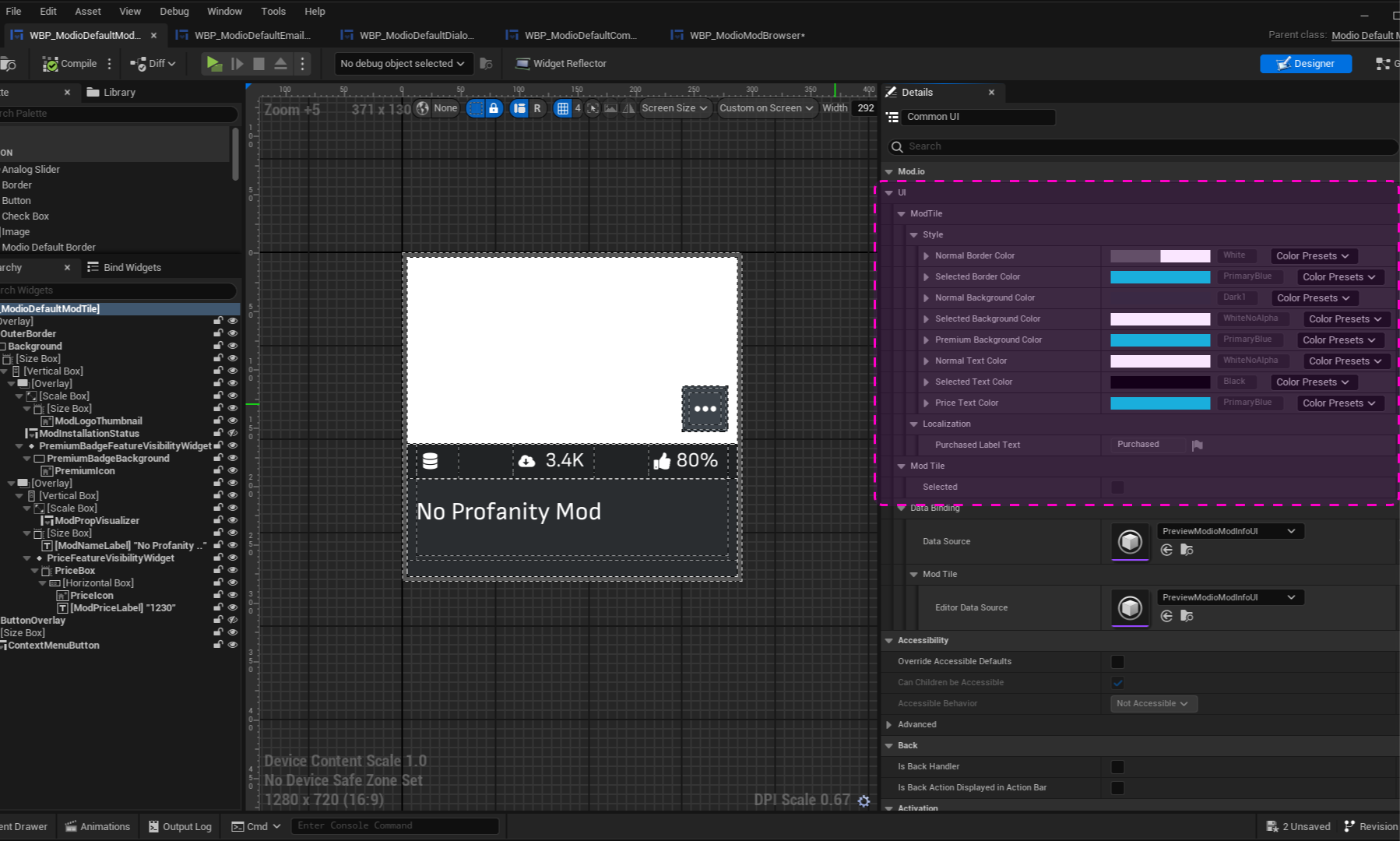 modifying the mod tile