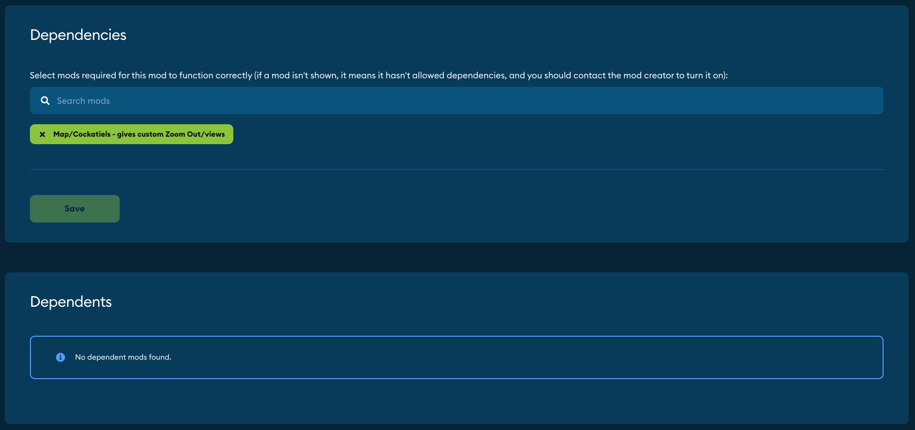 UGC dependency settings